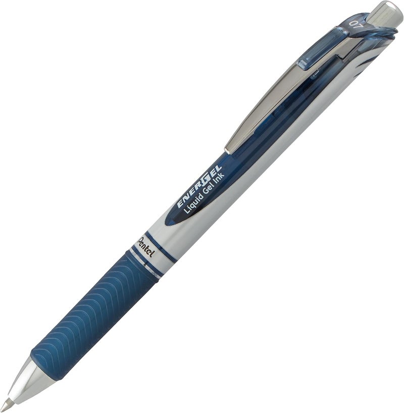 Pentel EnerGel RTX Retractable Liquid Gel Pen, (0.7mm) Metal Tip, Medium Line, Navy Blue Ink 2-Pk (BL77BP2CA) - Image 1